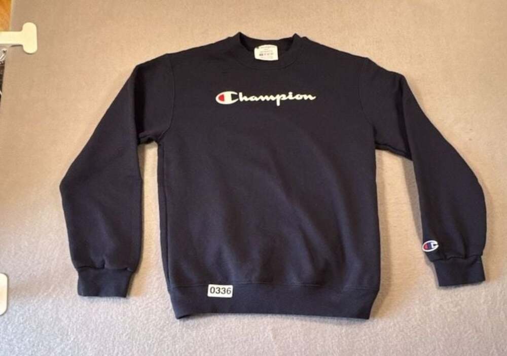 Champion Eco Authentic Crewneck Sweatshirt Navy Blue Logo